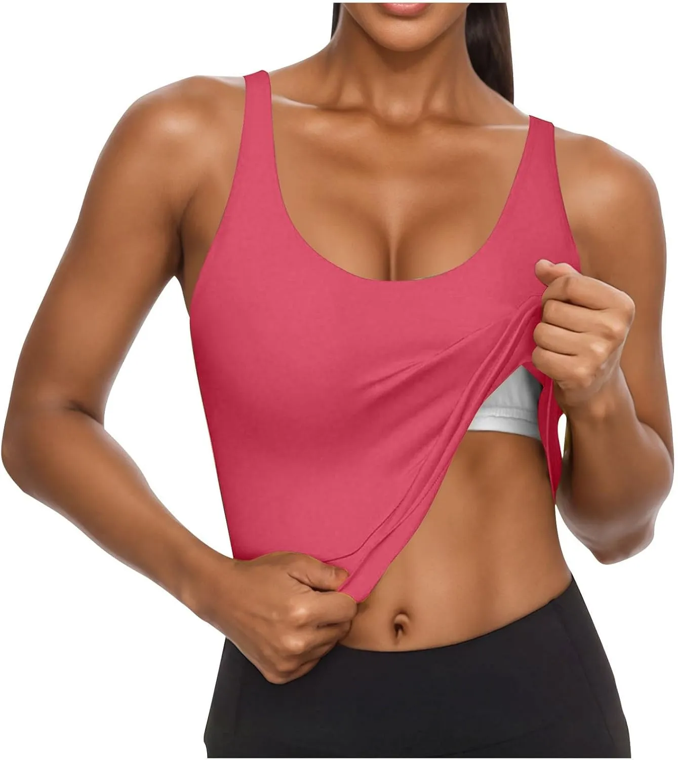 ZYXTIM Built in Bra Tank Tops for Women Sleeveless V Neck Workout Yoga Camis Shirts Cotton Stretch Quick Dry Basic Cami Tops